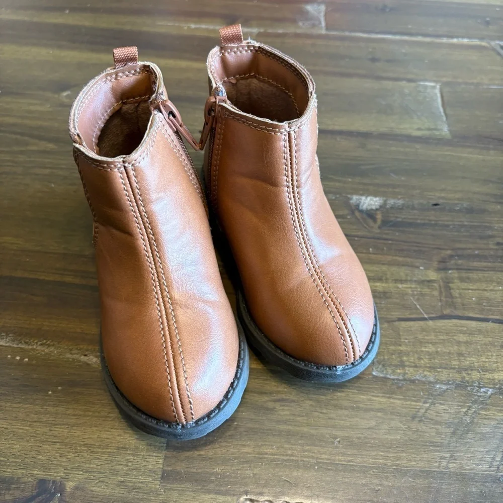 Carters Toddler Tan Caramel Brown Ankle Boots Buckle Short 6